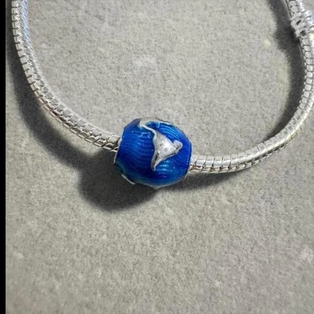 Travel Blue Earth World Globe Bead Charm fits PANDORA